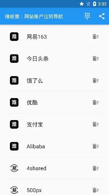 橡皮擦(网站账户注销导航)