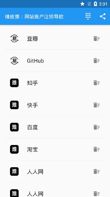 橡皮擦(网站账户注销导航)