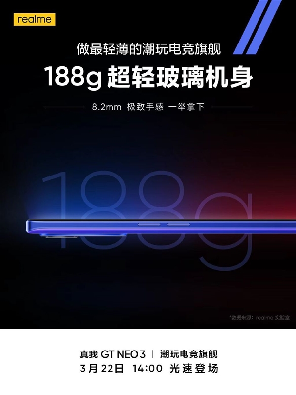 史上最轻薄的天玑8100手机！realme GT Neo3不到190g