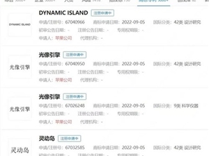 均为注册申请中 苹果申请注册多个商标:涉及“灵动岛”“IPHONE 14 PRO”等