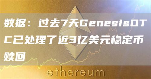 数据：过去7天GenesisOTC已处理了近3亿美元稳定币赎回