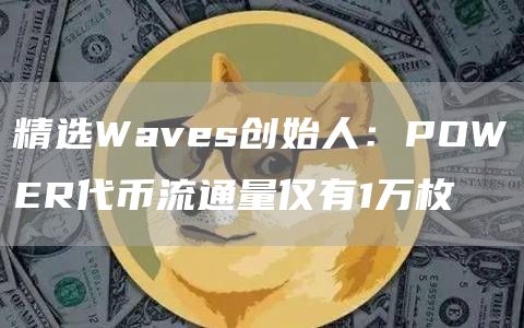精选Waves创始人:POWER代币流通量仅有1万枚1