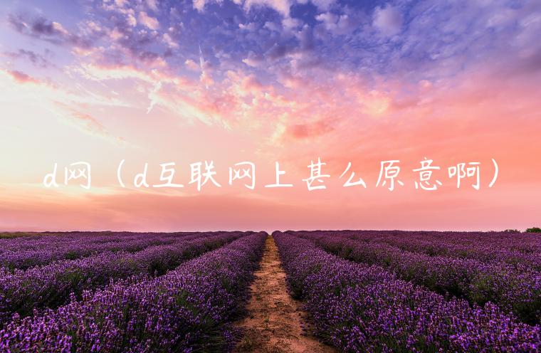 d网（d互联网上甚么原意啊）-第1张图片-火必下载