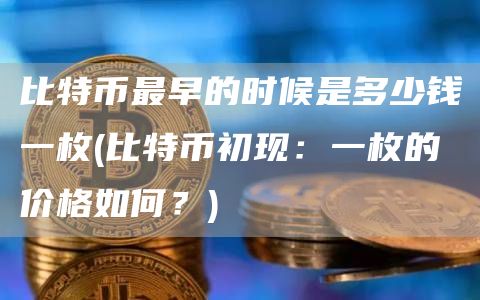 比特币最早的时候是多少钱一枚 - 比特币初现：一枚的价格如何？