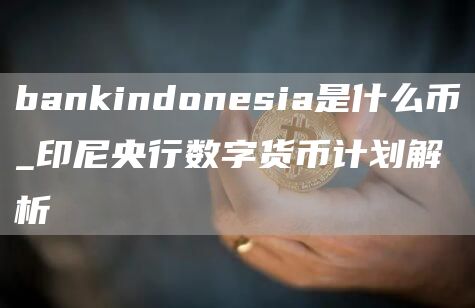 bankindonsia是什么币_印尼央行数字货币计划解析